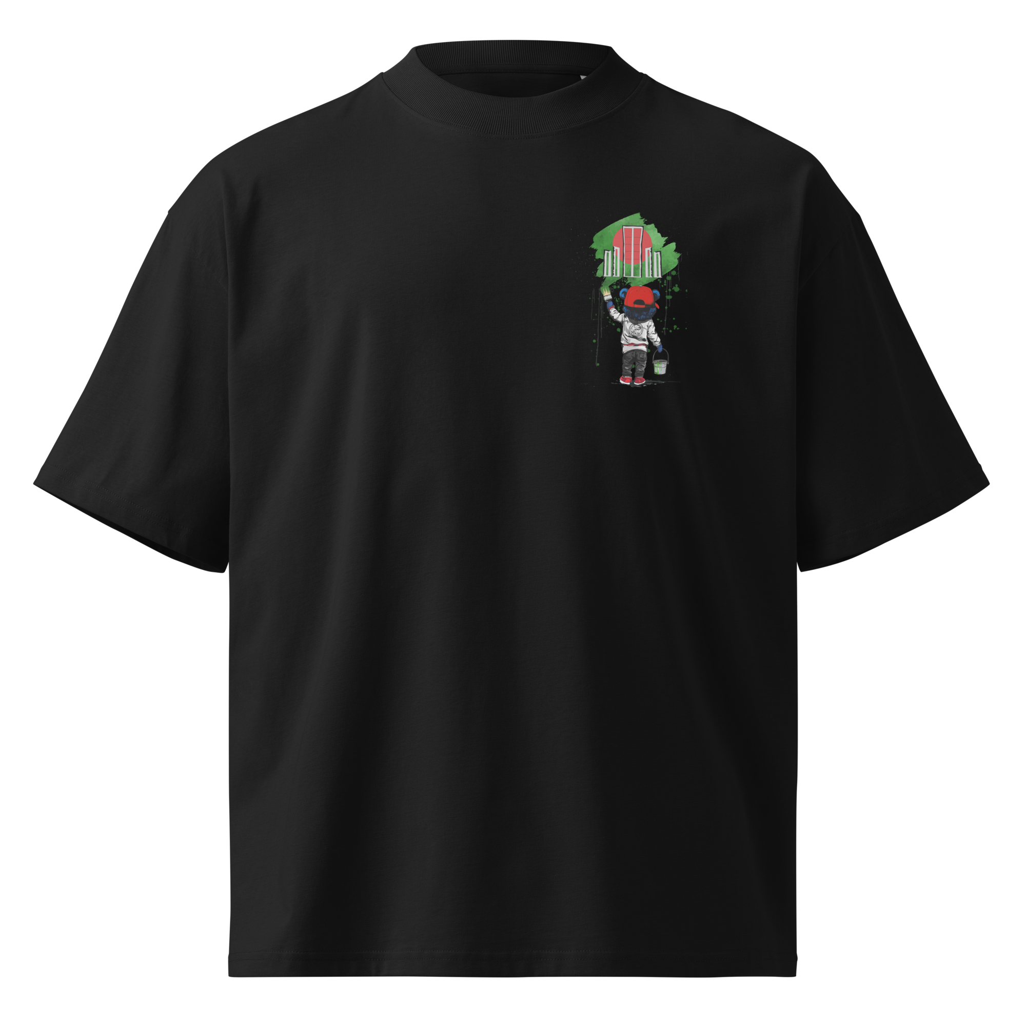 unisex-organic-oversized-high-neck-t-shirt-black-front-696c135defaee