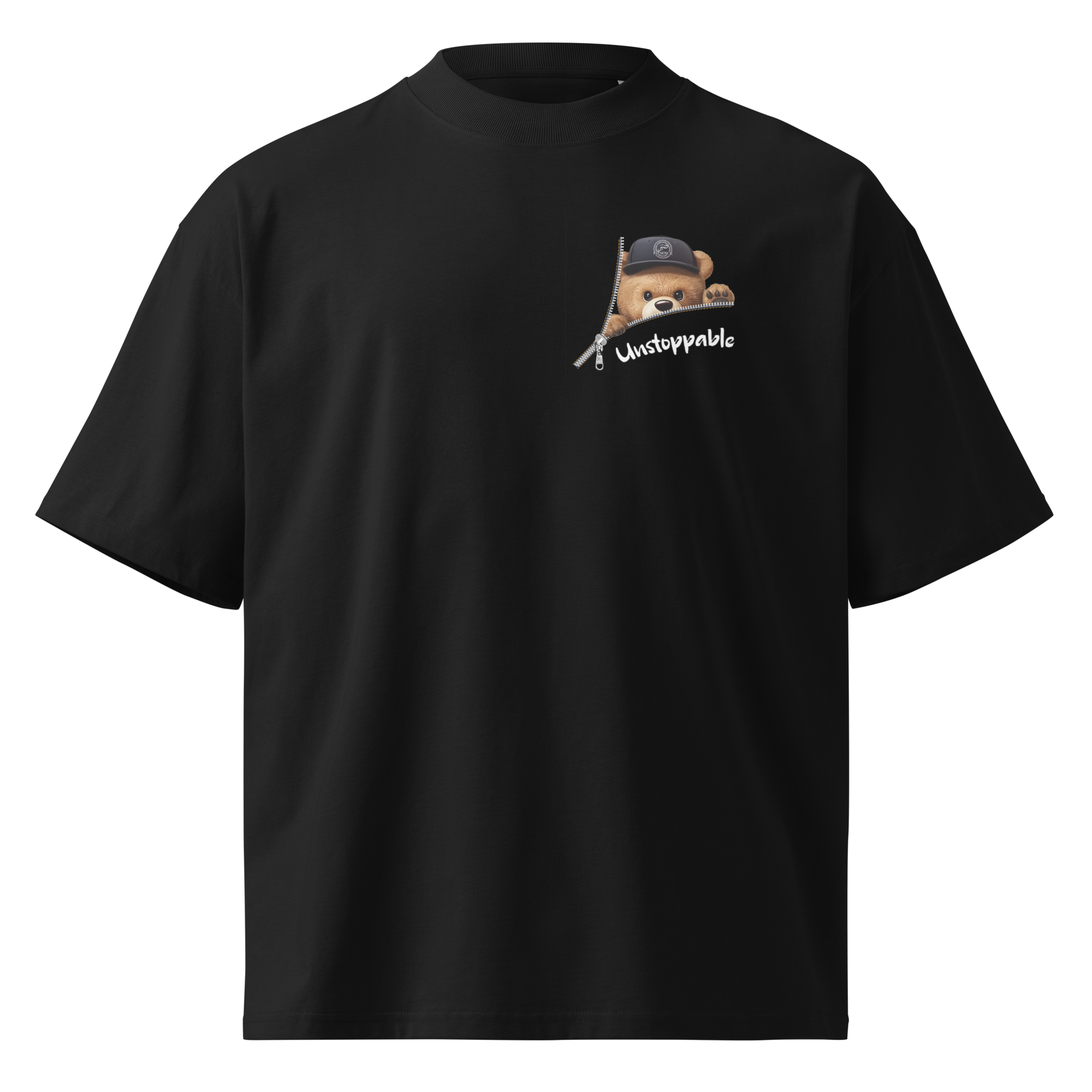 unisex-organic-oversized-high-neck-t-shirt-black-front-696c234abb906