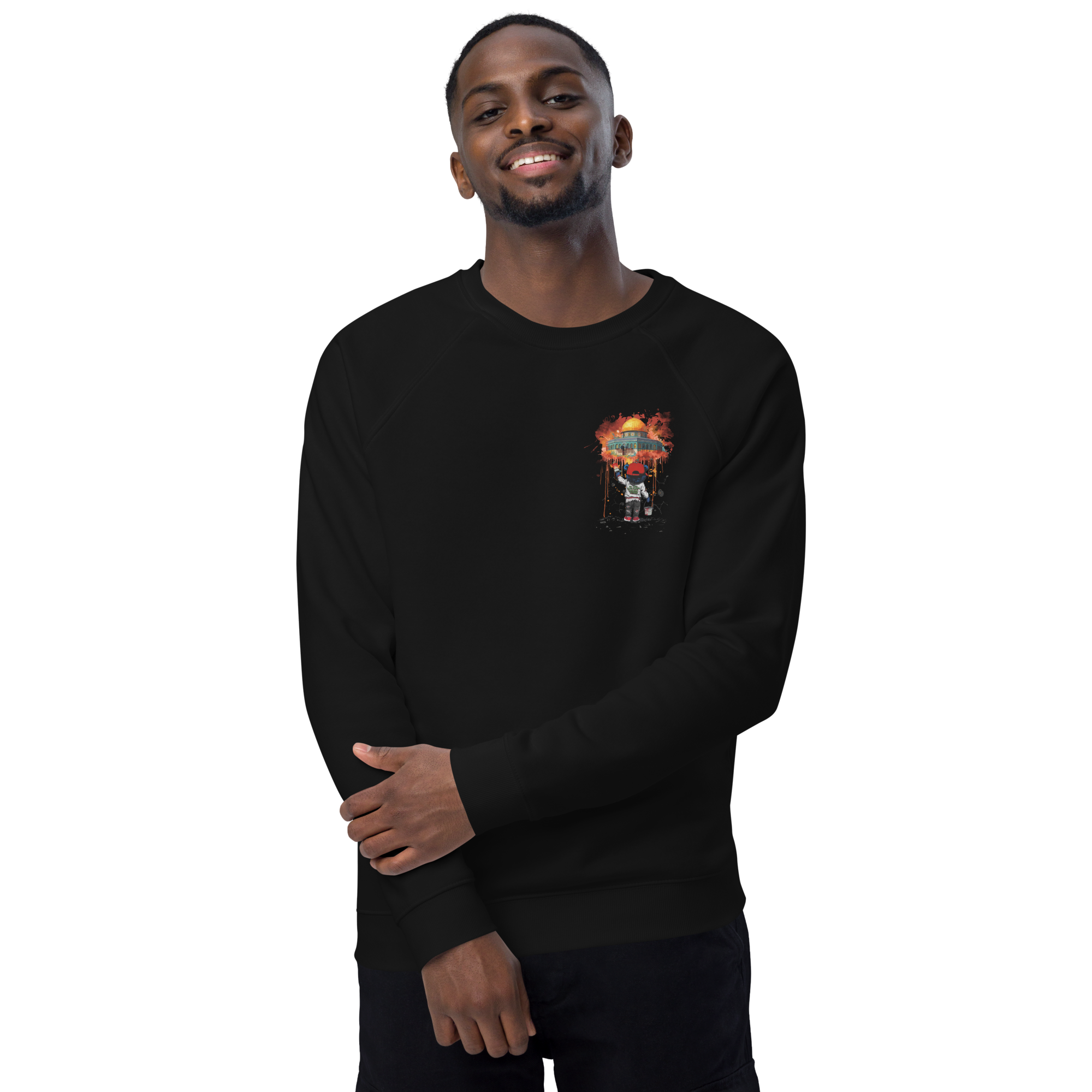 unisex-organic-raglan-sweatshirt-black-front-2-6975240ddd903