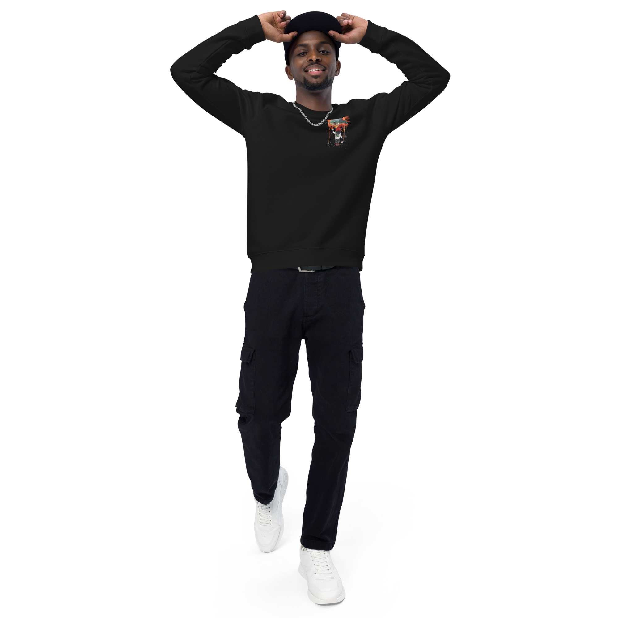 unisex-organic-raglan-sweatshirt-black-front-3-6975240dddb88