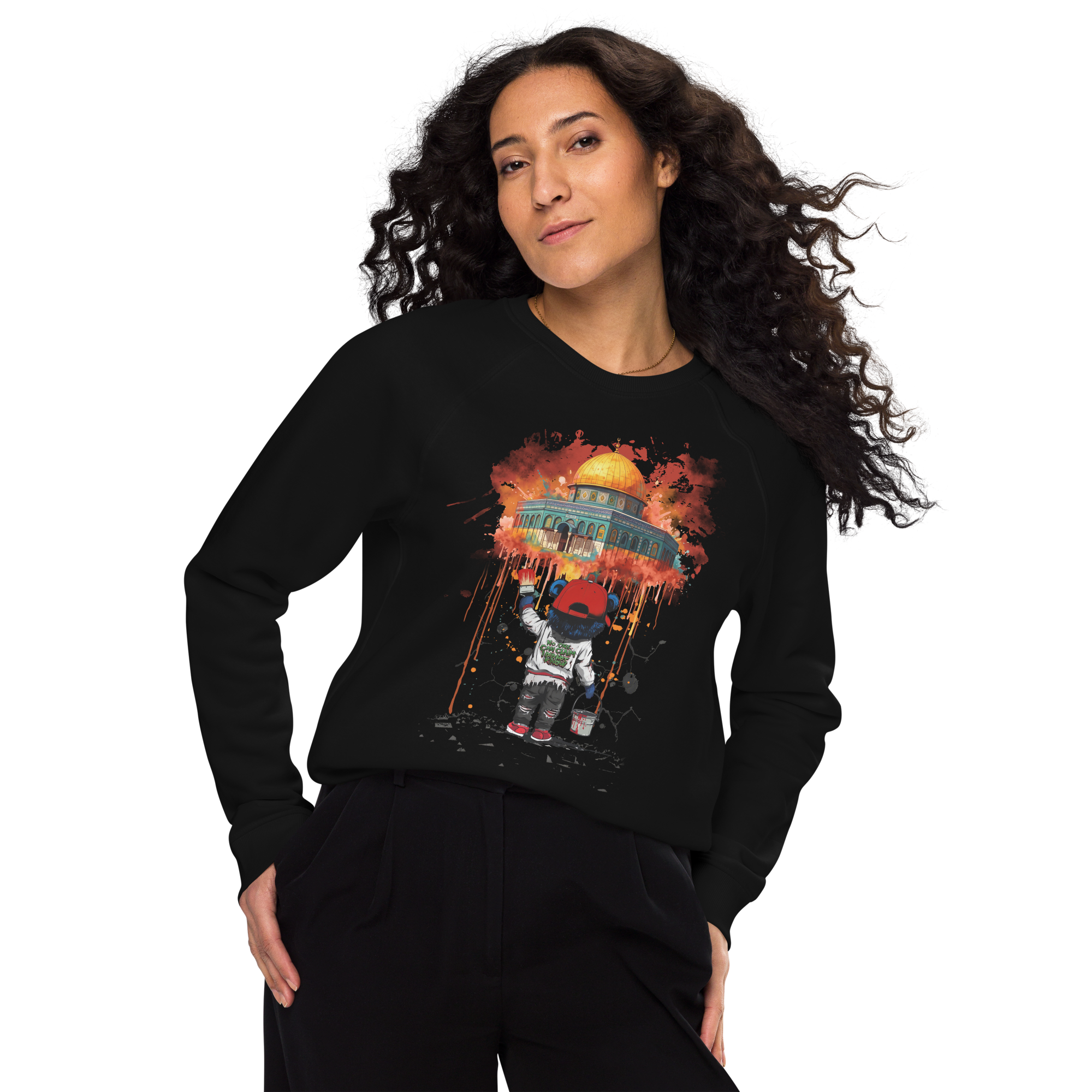 unisex-organic-raglan-sweatshirt-black-front-69751f63ce859