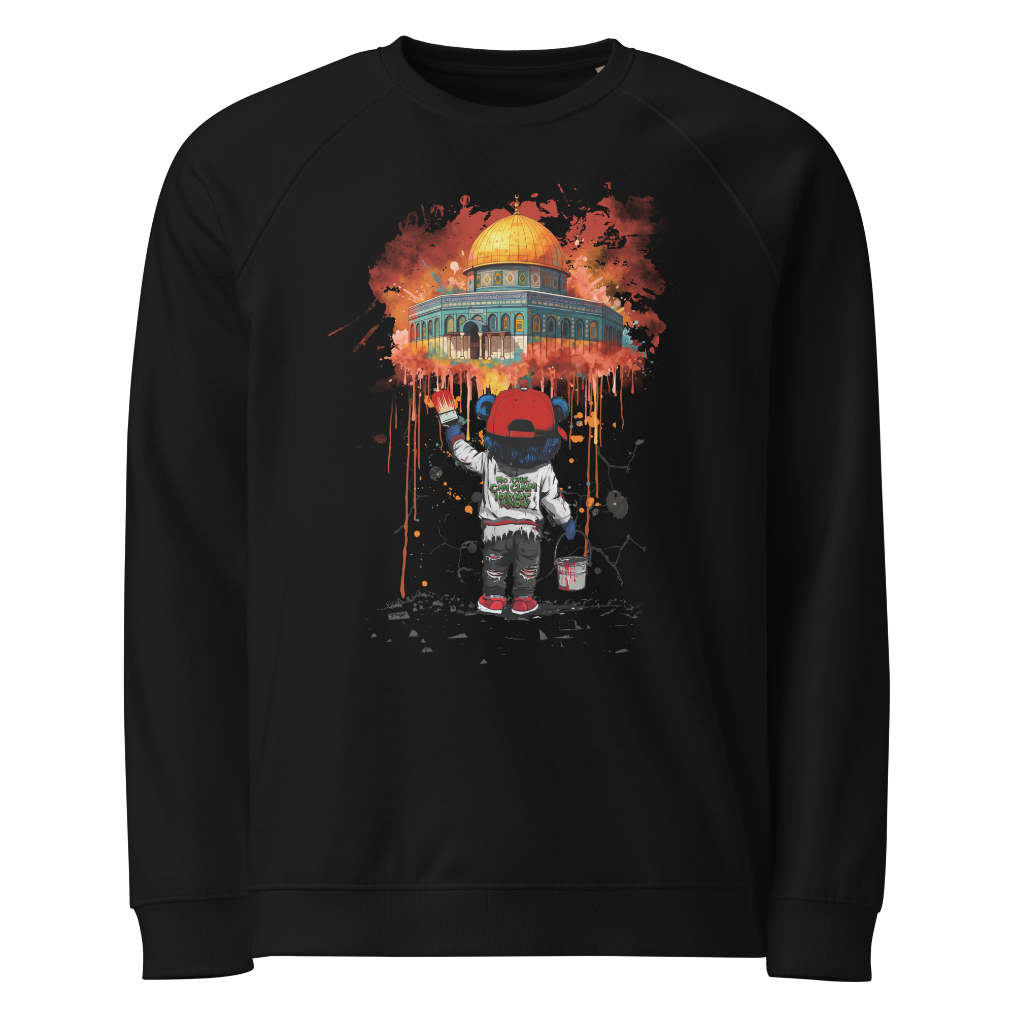 unisex-organic-raglan-sweatshirt-black-front-69751f63cef81