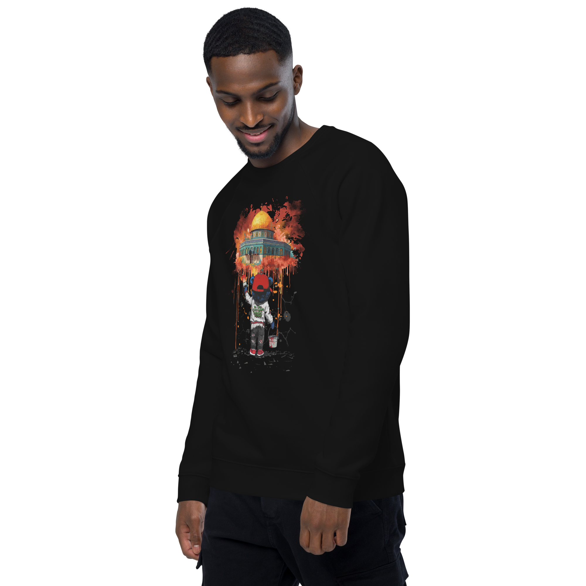 unisex-organic-raglan-sweatshirt-black-left-front-69751f63cd8c0